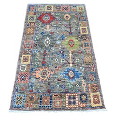Tappeto Peshawar Ziegler Mahal All Over Design annodato a mano in pura lana 3'1 "x5'3" grigio