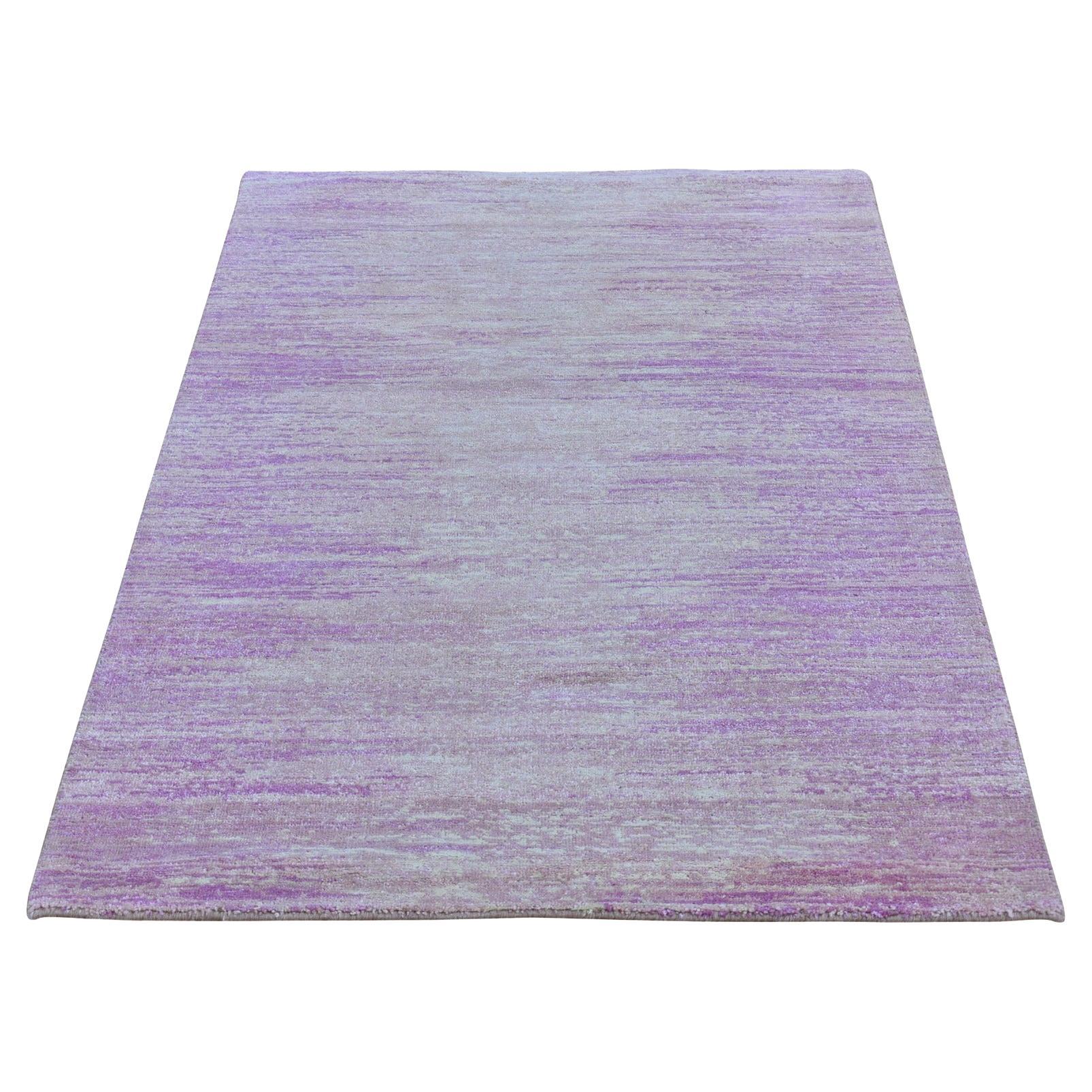 3'1 "x5'4" Tappeto rosa annodato a mano, spesso e soffice, in pura lana, solo con design/One