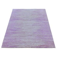 3
1"x5
5" Hand Knotted Pink Thick and Plush Pure Wool Only Ombre Design Rug
