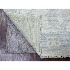 3'1 "x5'5" Elfenbein Angora Oushak mit All Over Design Handgeknüpfter Teppich aus reiner Wolle