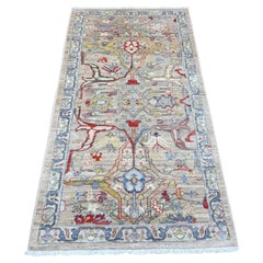 3'1"x6' Austerngrauer Peshawar Bijar Garus Design Handgeknüpfter Woll-Läufer