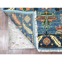 3'1"x7'8" Blue Heriz All Over Design Aryana Grade Hand Knotted Wool Runner Rug