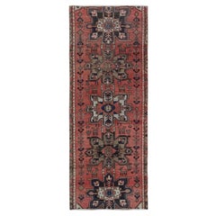 3'1"x8' Blush Red Vintage Persian Heriz Hand Knotted Wool Runner Oriental Rug