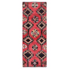 3'1"x8'4" Imperial Red Vintage Persian Shiraz Pure Wool Hand Knotted Runner Rug