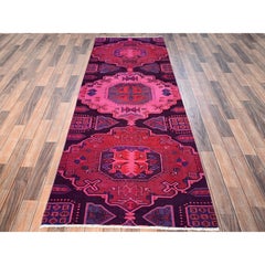 3'1 "x8'8" Rosa Caliente Vintage Persa del Noroeste 100% Lana Alfombra de Corredor Anudada a Mano