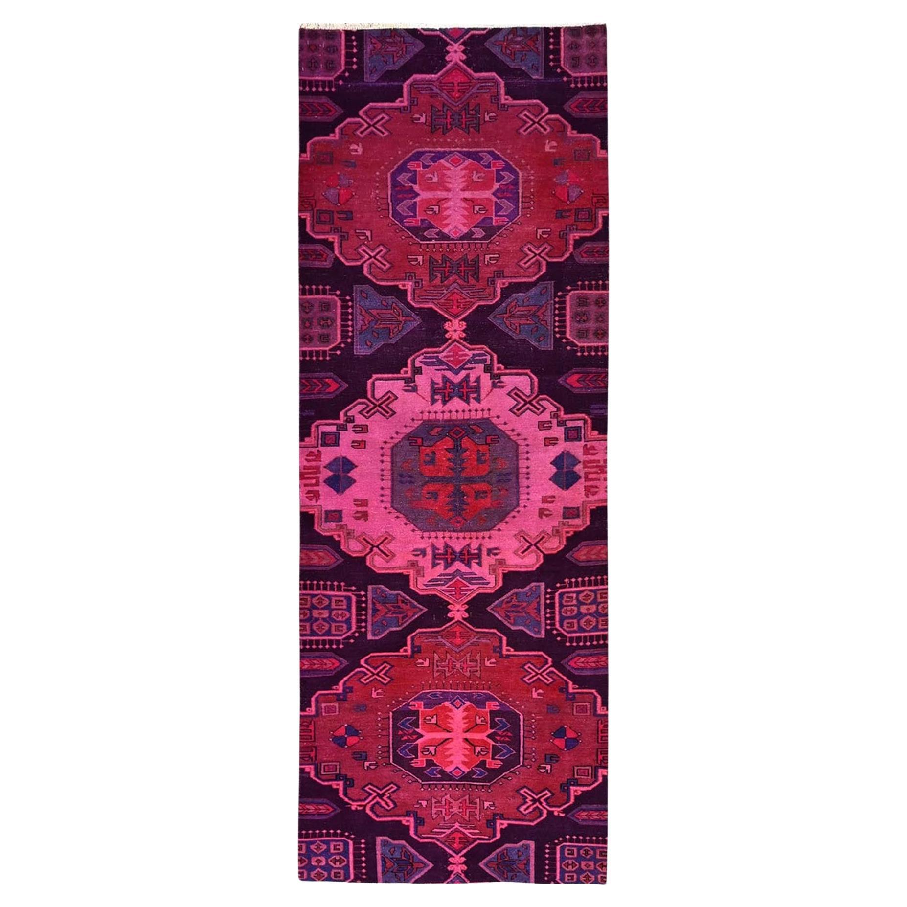 3
1"x8
8" Hot Pink Vintage Northwest Persian 100% Wool Hand Knotted Runner Rug