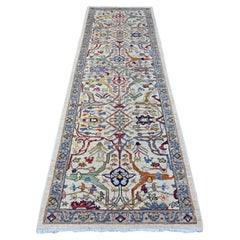 3'1"x9'10" Gray Fine Aryana Bidjar Garus Design Wool Hand Knotted Runner Rug