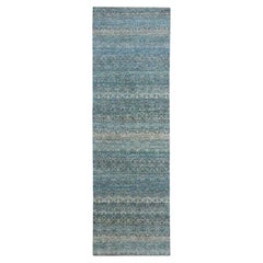3'1"x9'9" Blue Kohinoor Herat Geometric Design Hand Knotted Soft Wool Runner Rug