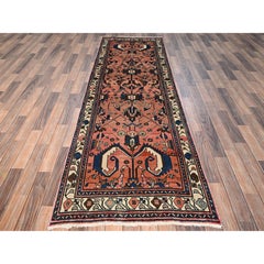 3'1"x9'9" Salmon Pink Vintage Northwest Persian Hand Knotted Wool Runner Rug