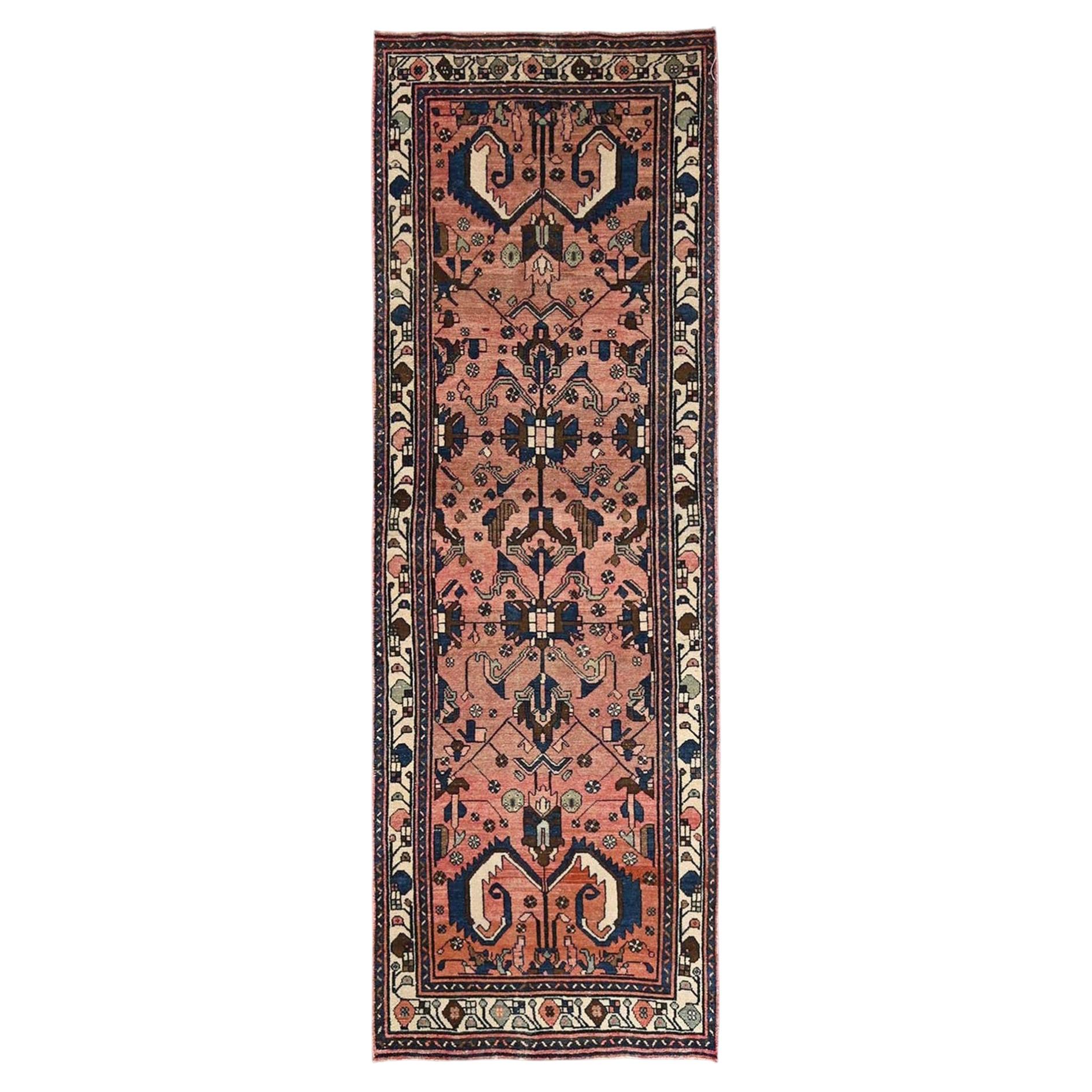 3'1"x9'9" Salmon Pink Vintage Northwest Zoroastrian Hand Knotted Wool Runner Rug