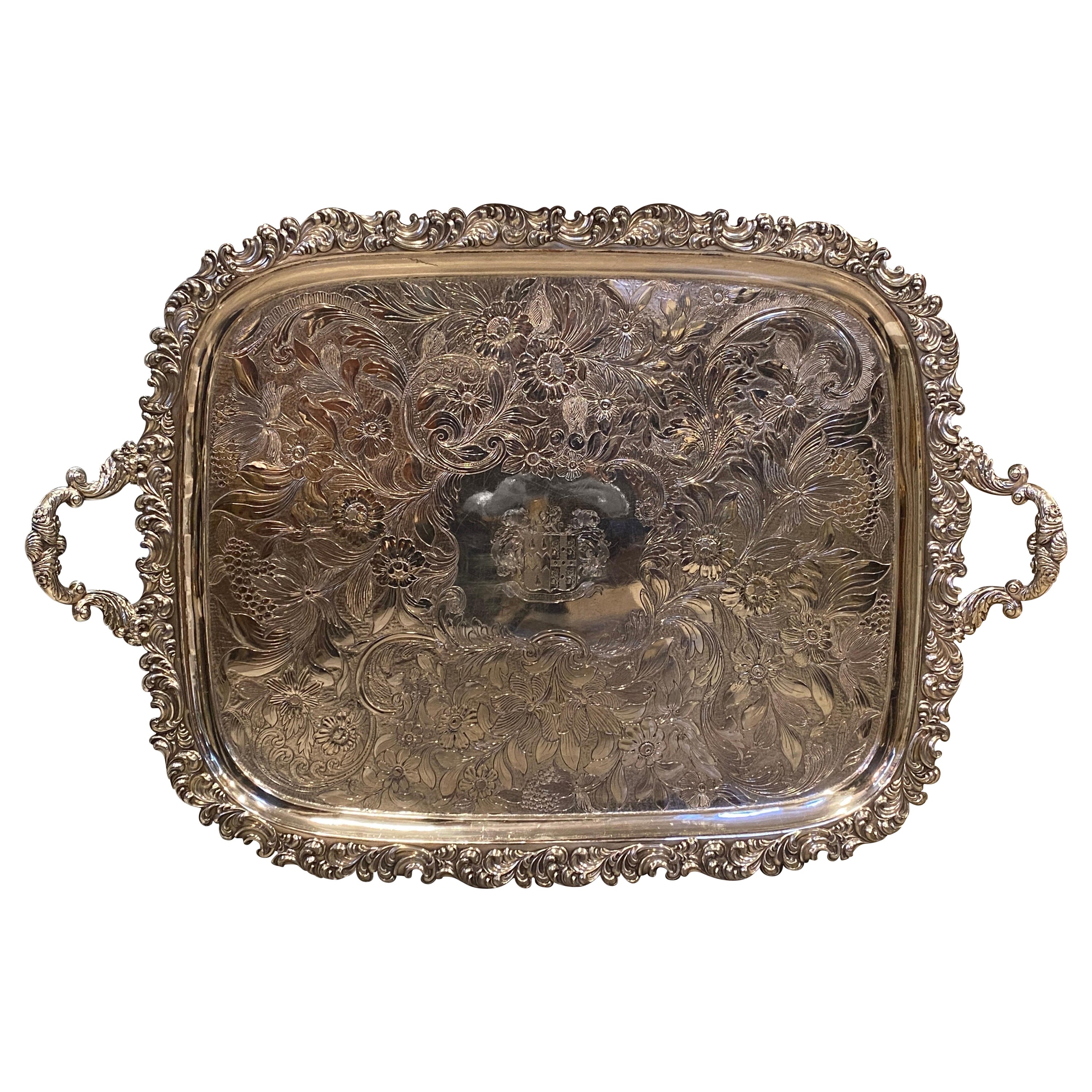 32" Bandeja de plata de principios del siglo XIX, Jorge III Viejo Sheffield en venta
