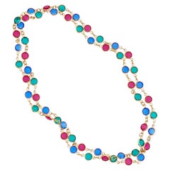 32" Bezel Set Swarovski By The Yard Colorful Crystal Necklace, 1980s