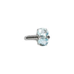 Sunita Nahata Aquamarine 3.20ct. Fancy Ring in 14K White Gold with Diamond.