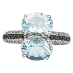 Sunita Nahata Aquamarin 3.20ct. Fancy Ring aus 14 Karat Weißgold mit Diamant.