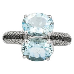 3.2 Carat Aquamarine and Diamond Ring in 14 Karat White Gold