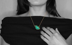 32 Carat Australian Chrysoprase Cabochon Gold Necklace by Alexander Leyser
