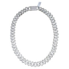 32 Carat Cuban Link Diamond Necklace 18k White Gold