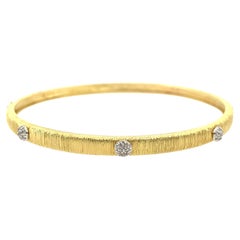 Bracelet jonc florentin en or jaune 18 carats et diamants de 0,32 carat