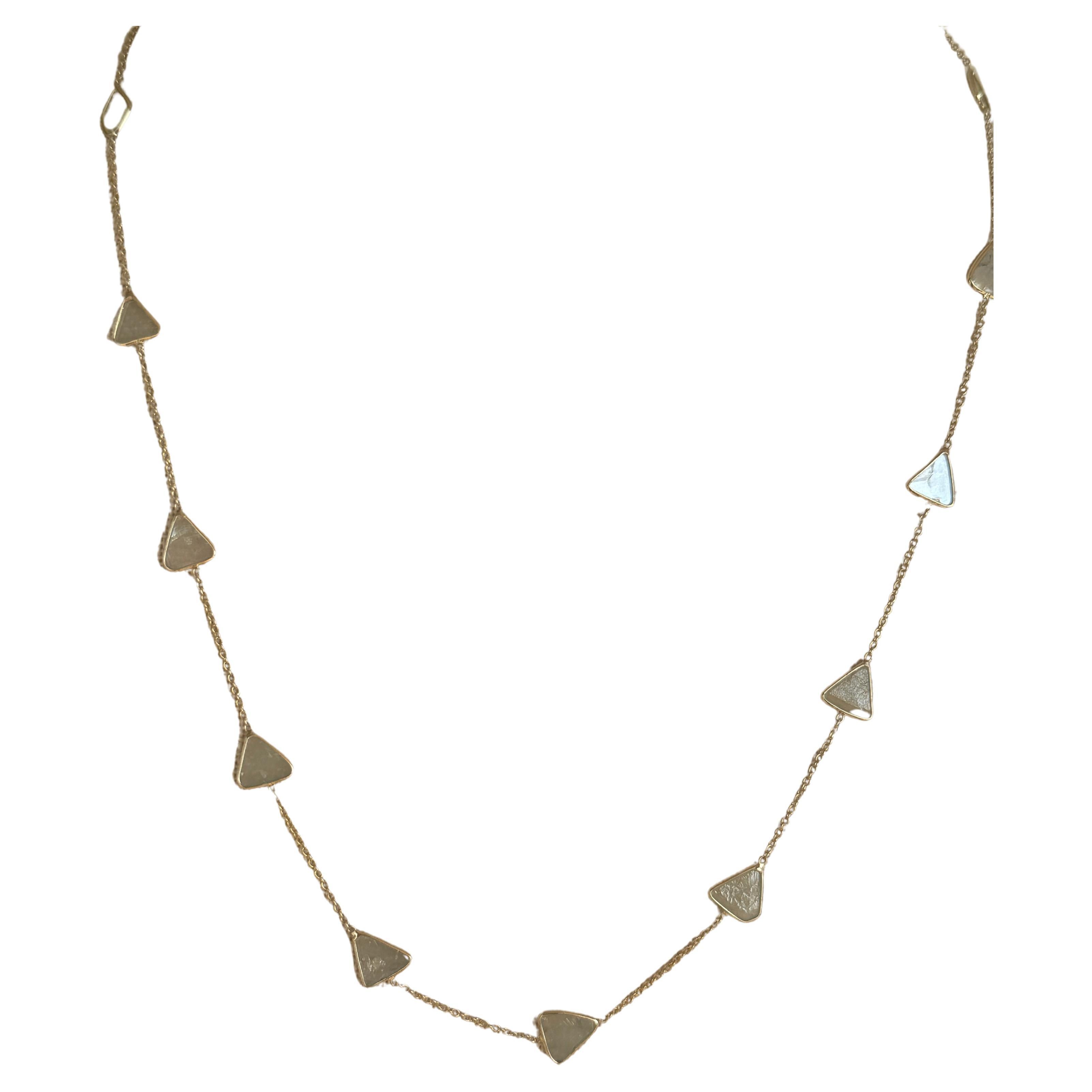 Halskette aus 14 Karat Gold mit 3,2 Karat Diamantscheiben im Angebot