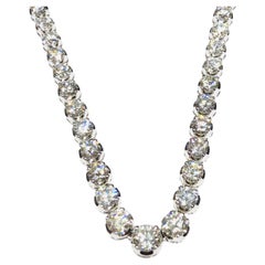 32 Carat Diamond Tennis Necklace 18 Karat White Gold 4 Claws Set Riviera Line