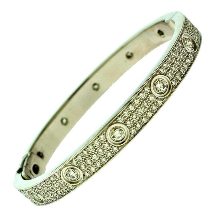 Pave Bangel Bracelet With 47 Grams 18K White Gold And Total 
3.2 Carats White Diamonds