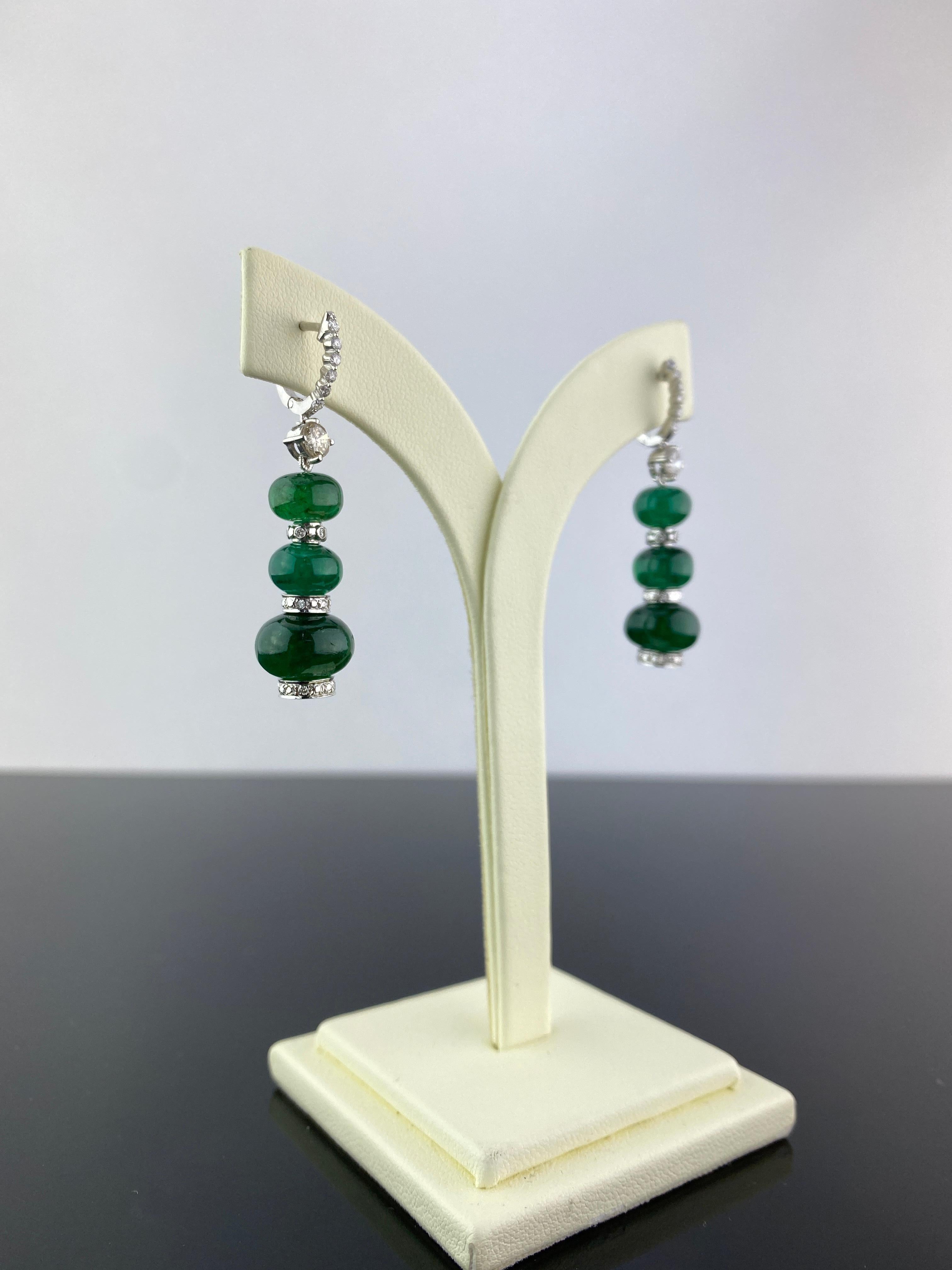 emerald beads earrings