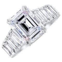 3.2 Carat Emerald Diamond Ring VVS 14K White Gold
