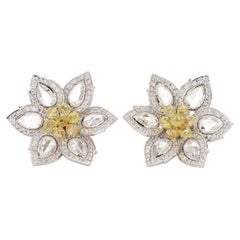 3.2 Carat Natural Fancy Yellow Diamond Earrings 18K Gold