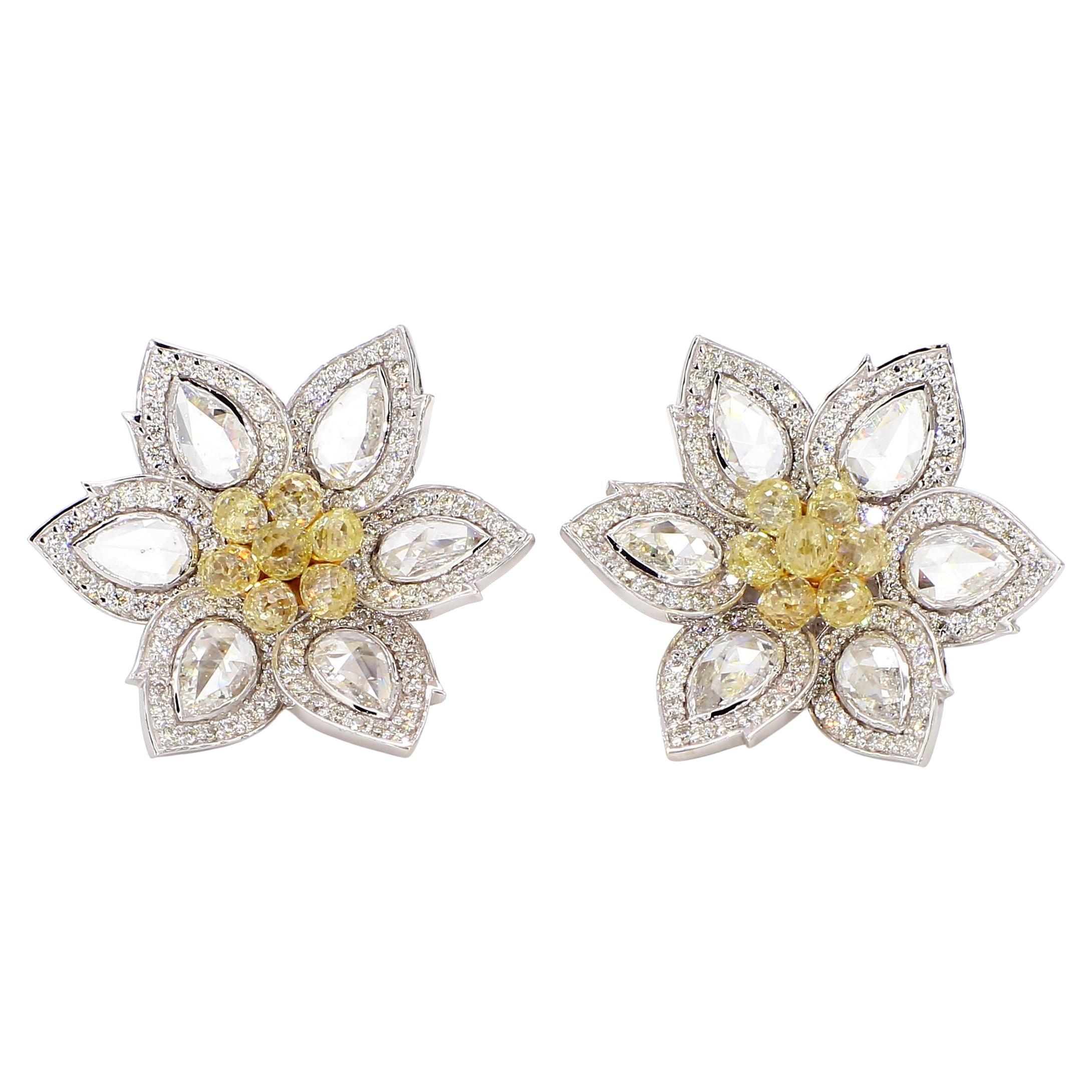 3.2 Carat Natural Fancy Yellow Diamond Earrings 18K Gold For Sale