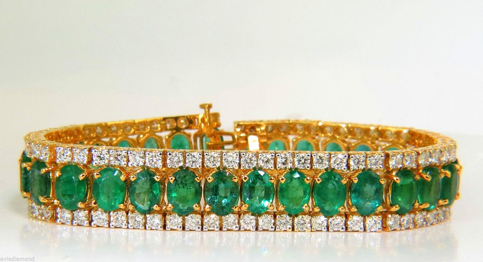 32 Carat Natural Vivid Green Emerald Diamond Bracelet G/VS Multirow For Sale 5