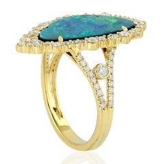 3.2 Carat Opal Diamond 18 Karat Gold Ring