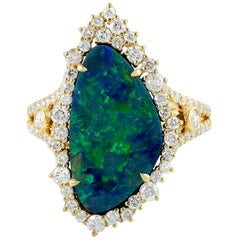 3.2 Carat Opal Diamond 18 Karat Gold Ring