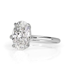 3.2 Carat Oval Diamond Ring Brilliant White 14K Gold Modern Nobility Signature