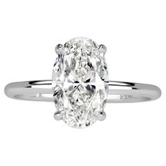 3.2 Carat Oval Diamond Ring Brilliant White 14K Gold Modern Nobility Signature