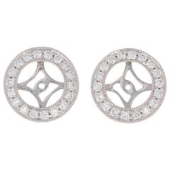 .32 Carat Round Brilliant Diamond Earring Enhancers, 14 Karat White Gold Halo