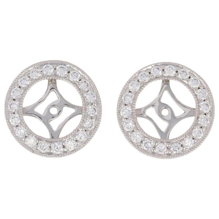 .32 Carat Round Brilliant Diamond Earring Enhancers, 14 Karat White