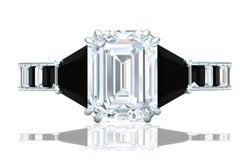 3.2 Carat Emerald Cut Diamond and Black Diamond Engagement Ring