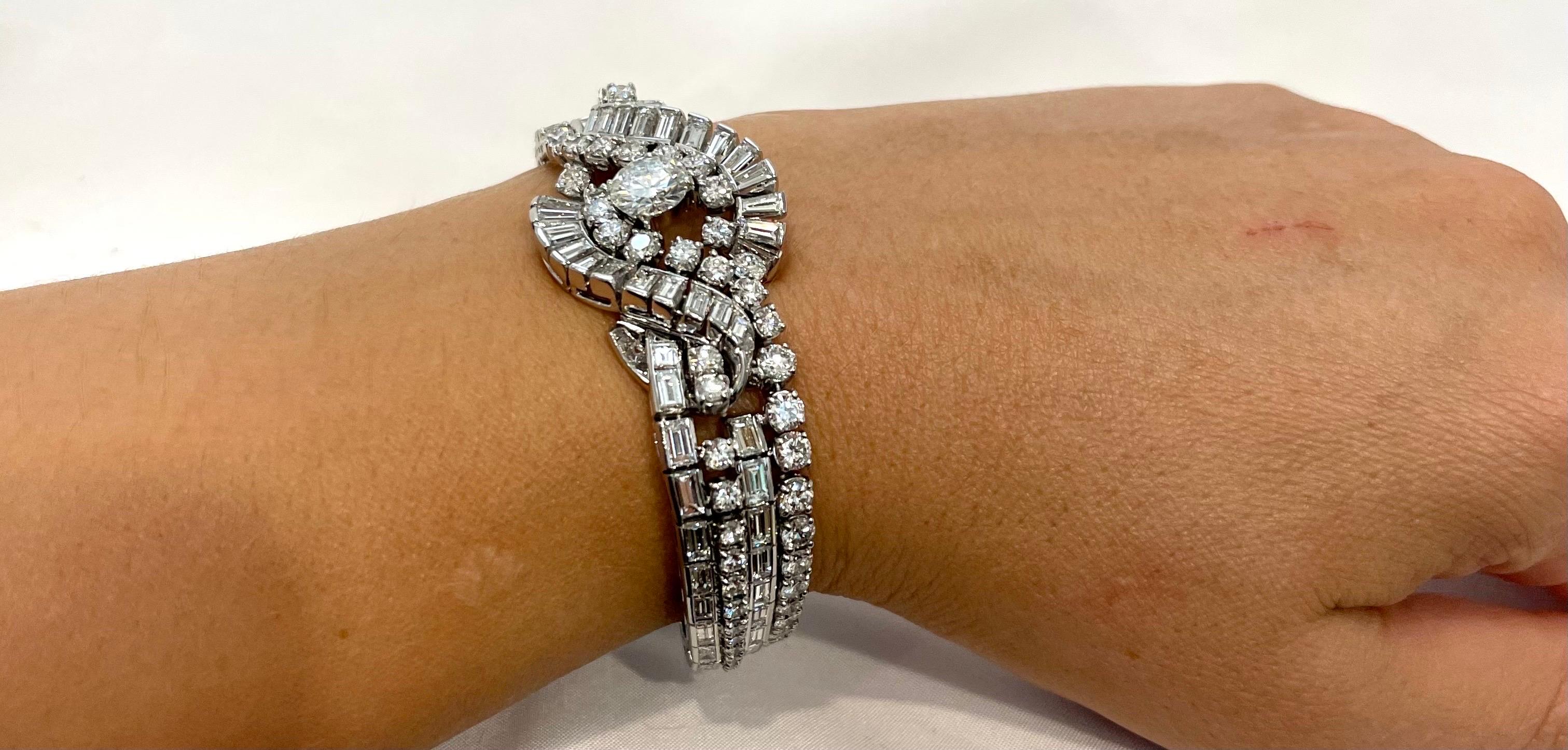 32 Karat Diamant 1,79 Karat Diamant GIA zertifiziert Platin Art Deco Stil Armband im Angebot 7