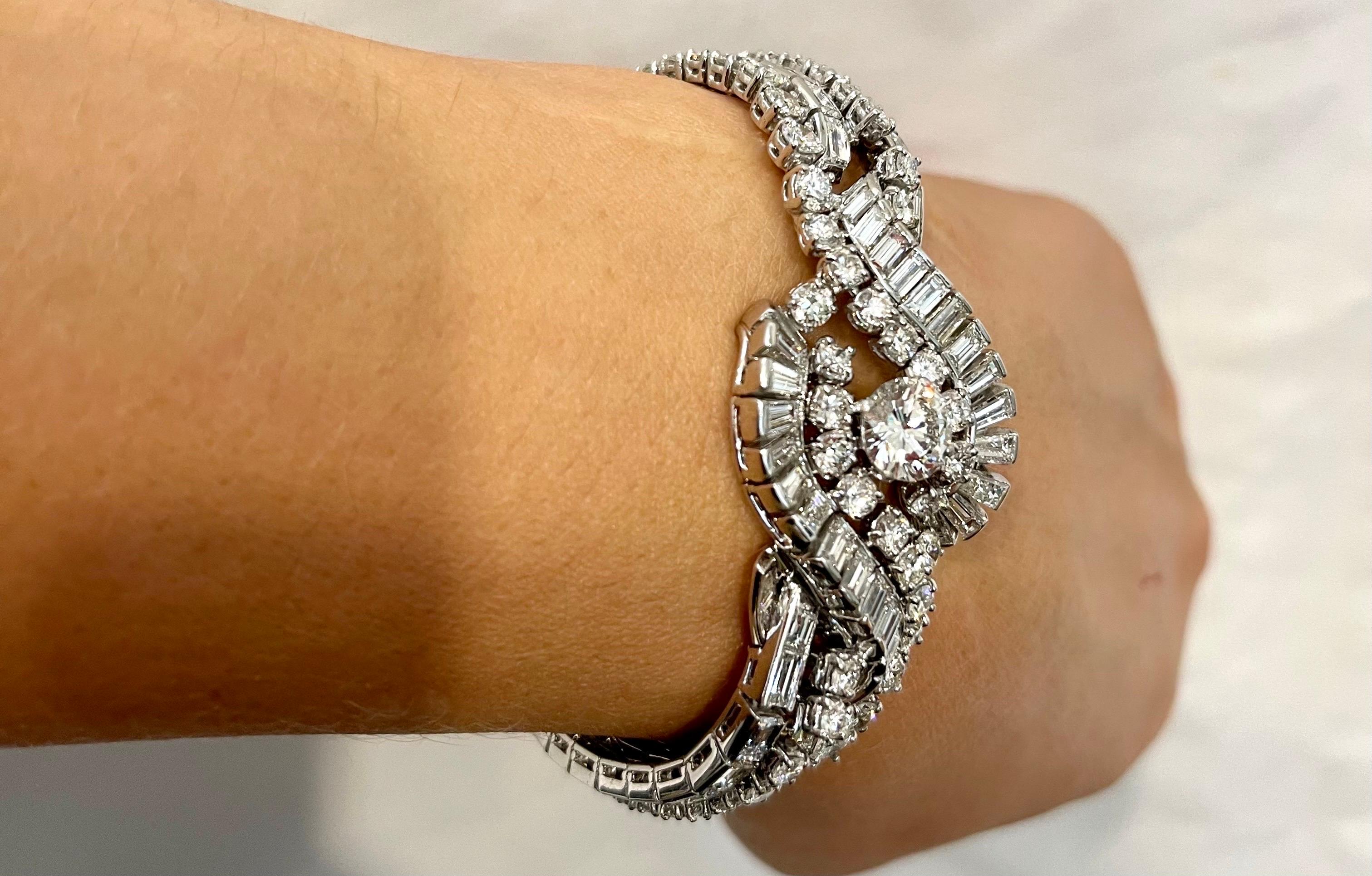 32 Karat Diamant 1,79 Karat Diamant GIA zertifiziert Platin Art Deco Stil Armband im Angebot 8