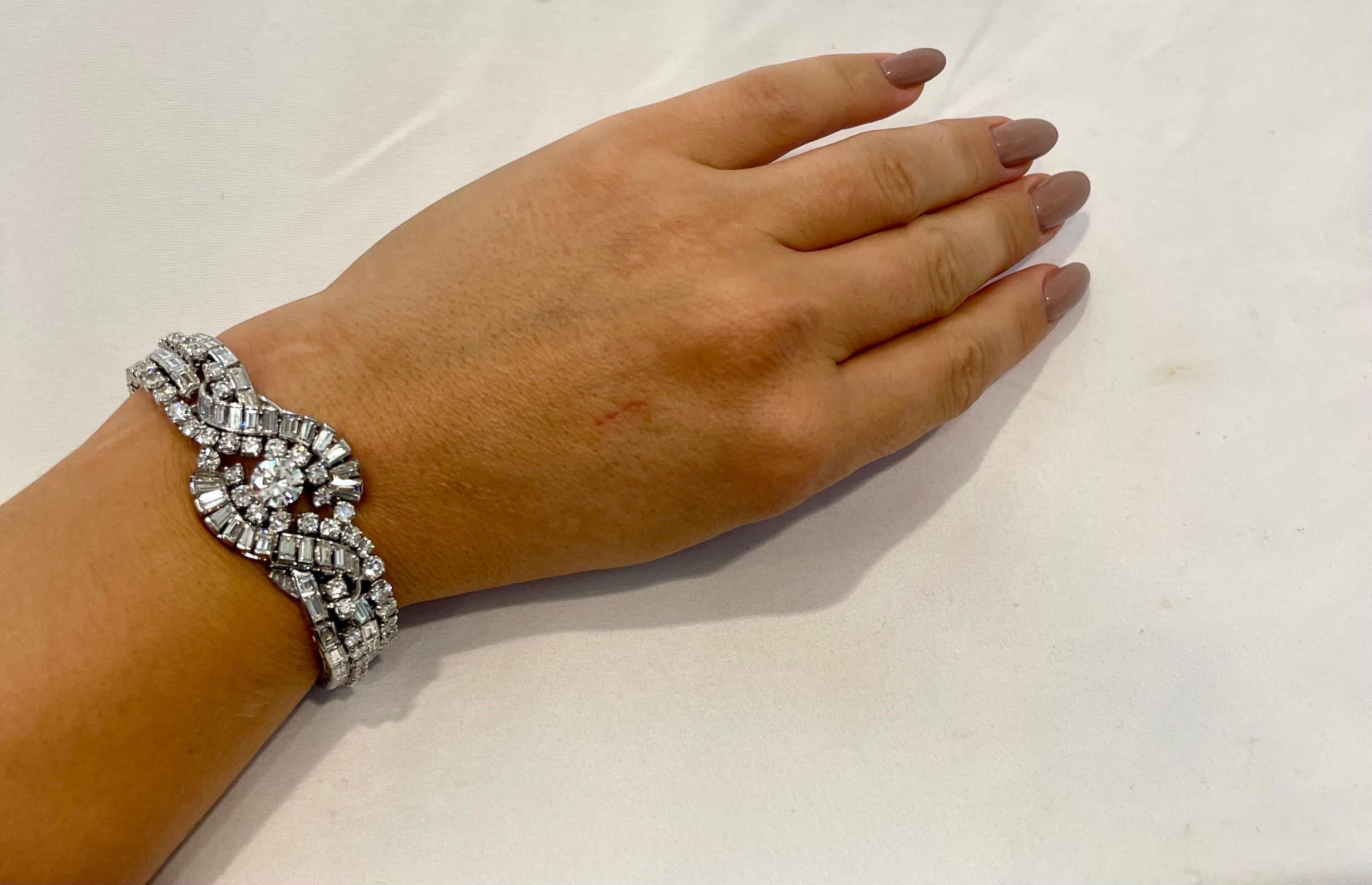 32 Karat Diamant 1,79 Karat Diamant GIA zertifiziert Platin Art Deco Stil Armband im Angebot 12