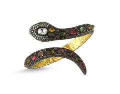 Bracelet serpent en tourmaline multicolore 32 carats, diamants et citrine