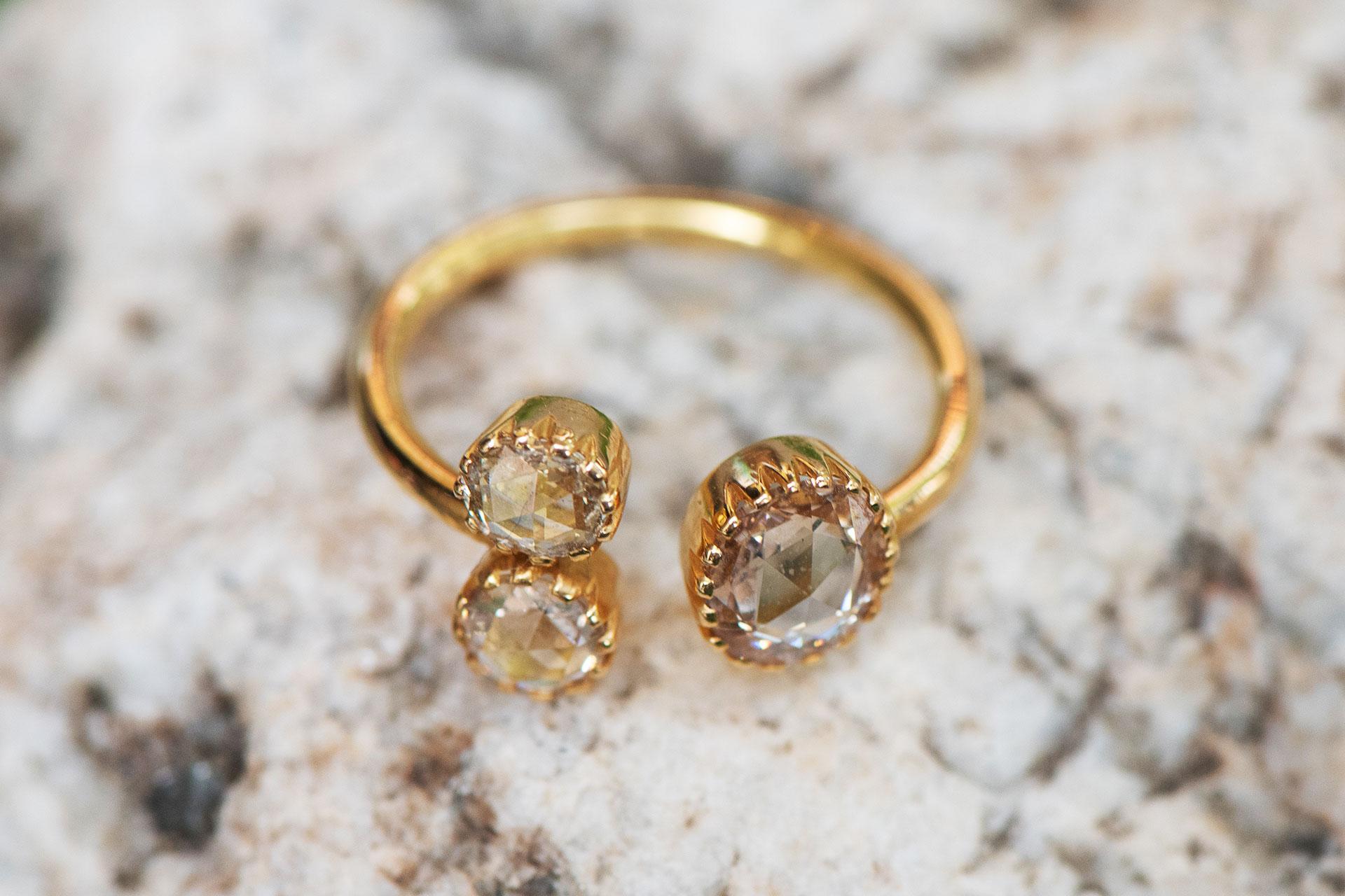 Artisan Bague en or 18 carats avec diamant taille rose 3,2 carats VS1 en vente