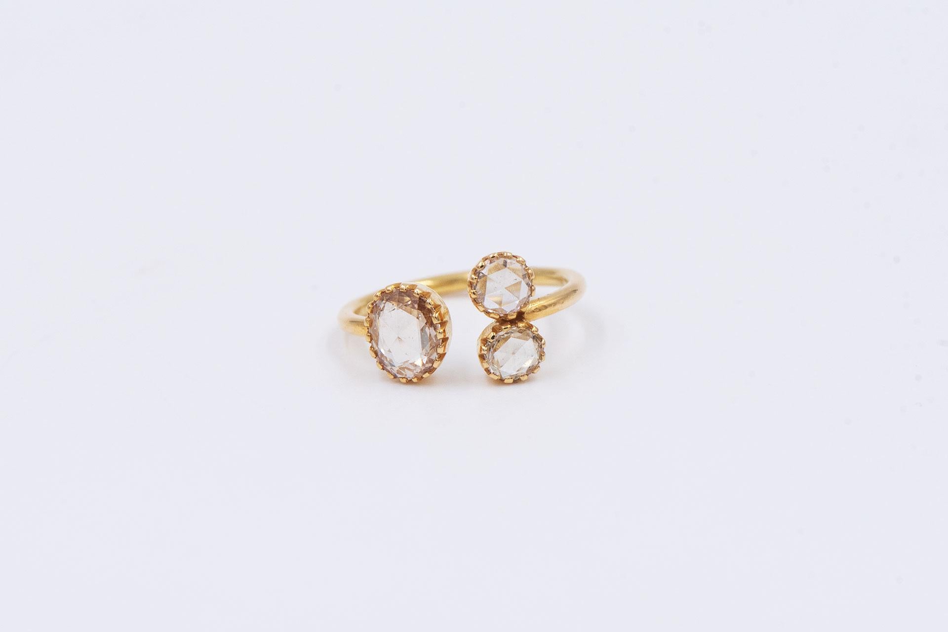 3,2 CTs VS1 Diamant im Rosenschliff, 18K Gold Ring im Zustand „Neu“ im Angebot in Monrovia, CA