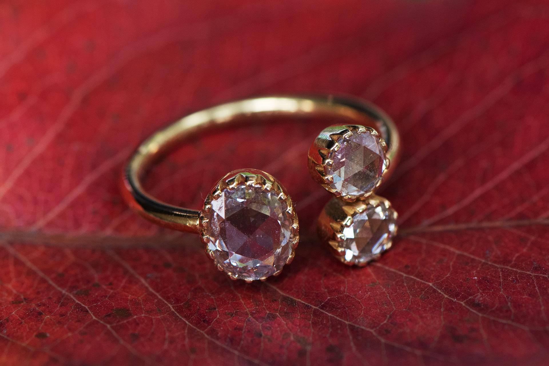 Bague en or 18 carats avec diamant taille rose 3,2 carats VS1 Neuf - En vente à Monrovia, CA