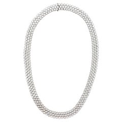 32 CTW Runder Brillant Diamant Drei Reihen 18 Karat Weißgold Lünette Set Halskette