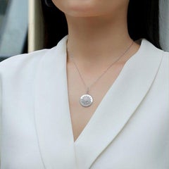 32 Diamant Medaillon 14K (oder 18k auf Anfrage) Gelbgold Anhänger Halskette