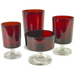 32 French Luminarc Ruby Red Glasses / Stemware Service for 8 Made in France