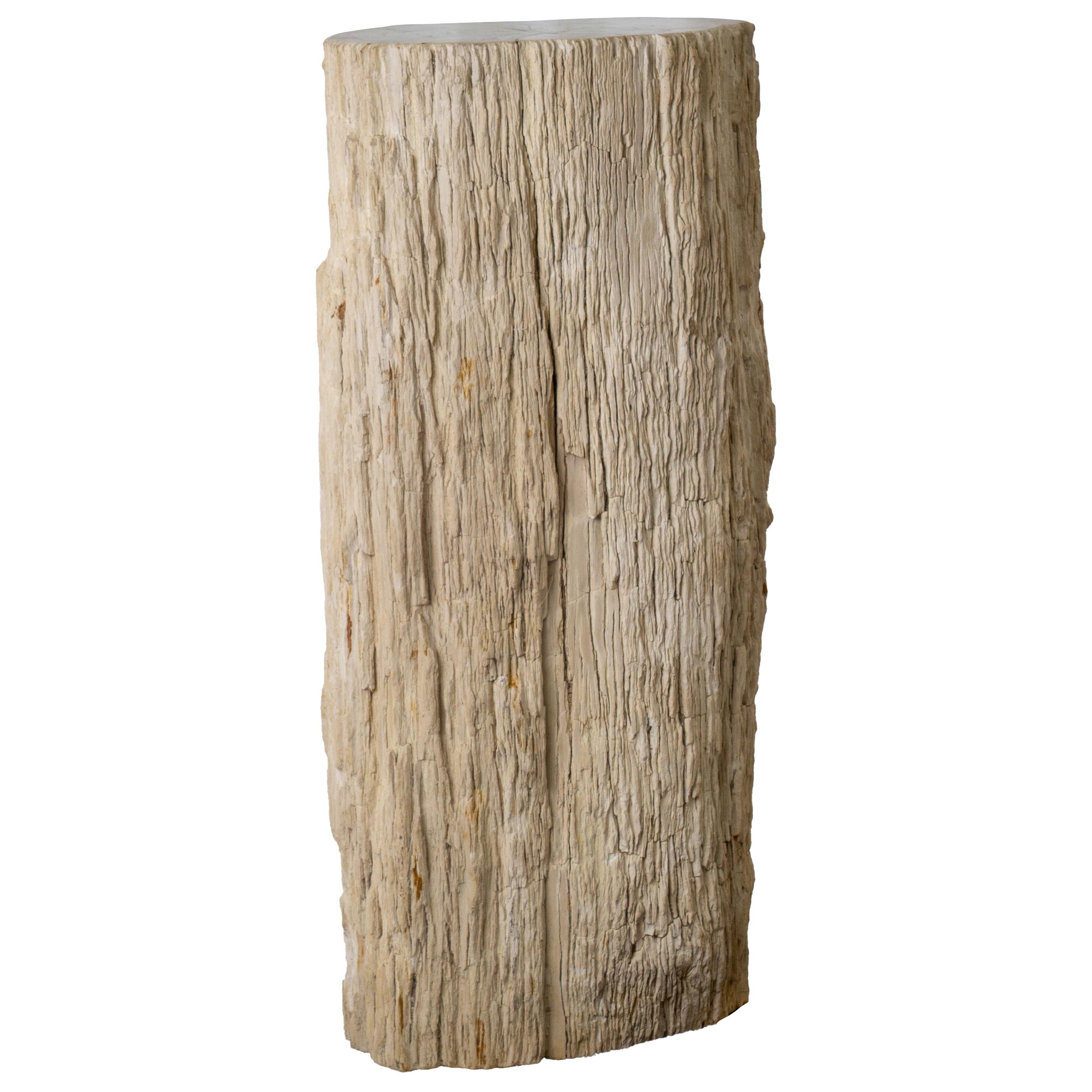 Indonesian 32-Inch Petrified Wood Stone Pillar - Petrified Wood Pedestal With Bark