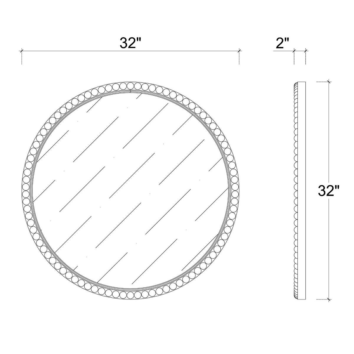 Indonésien Miroir rond perlé peint 32 en vente