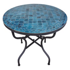 Petro Blue Moroccan Mosaic Table, Choose Your Base Height